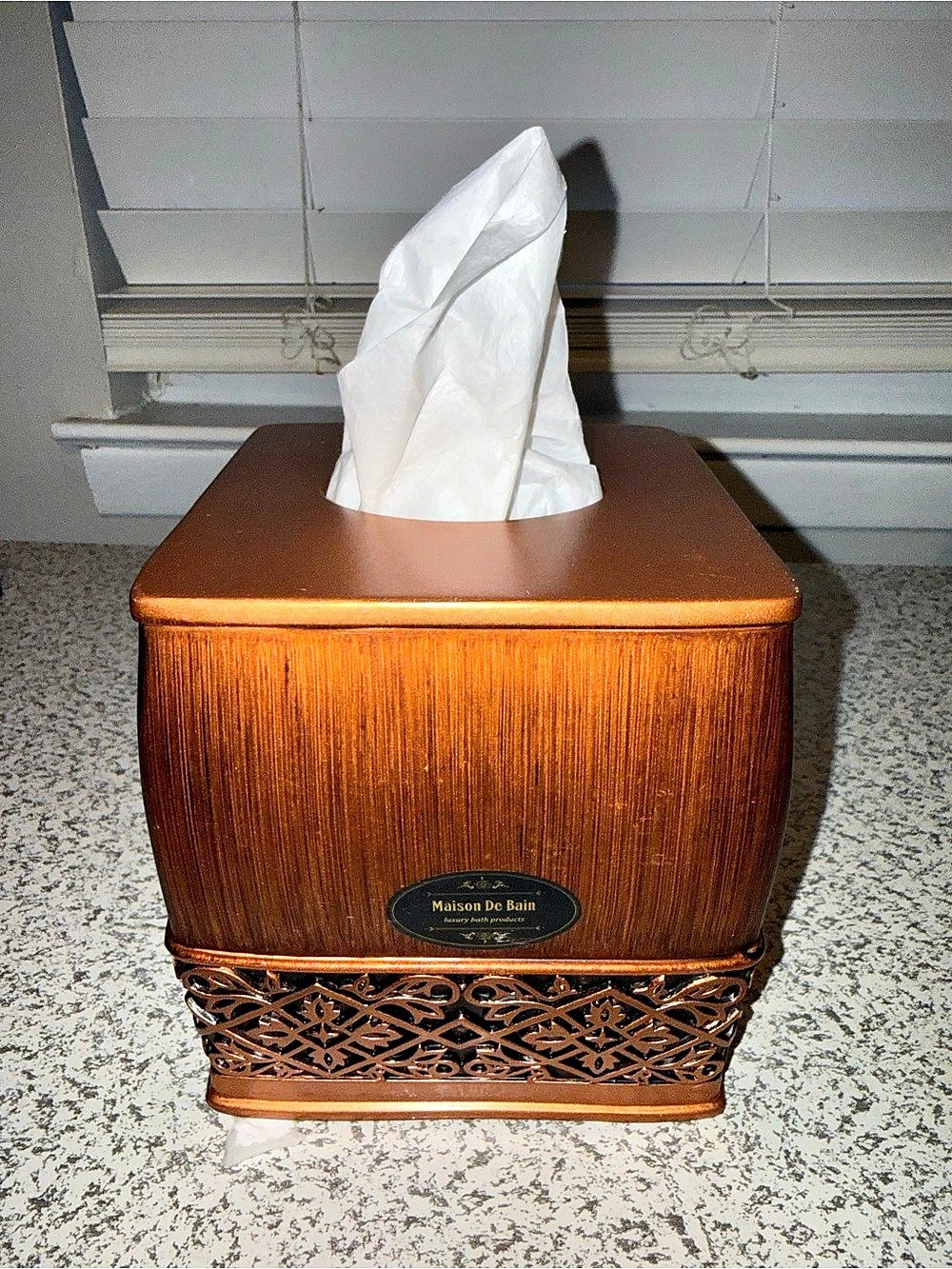 Maison De Bain Tissue Cover Wooden Box Antique Copper Bronze Finish